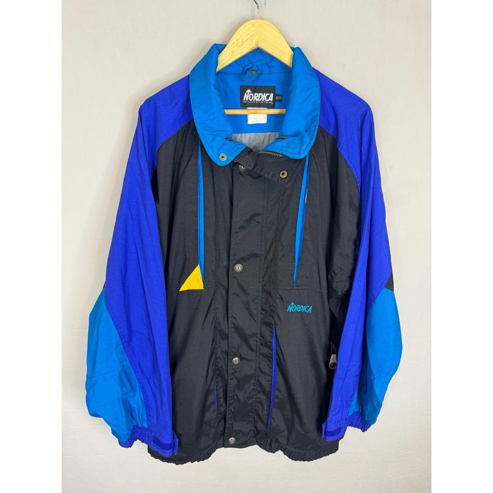 Vintage 90s Nordica Ski Shell Jacket XXL Colorblock Blue Black Mens